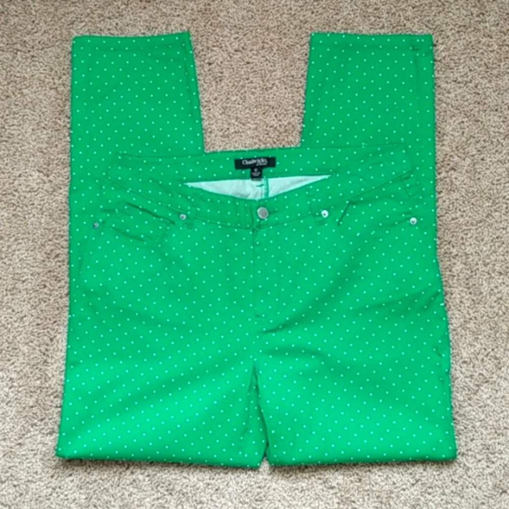 Chadwicks of Boston Green Polka Dot Five-Pocket Jean